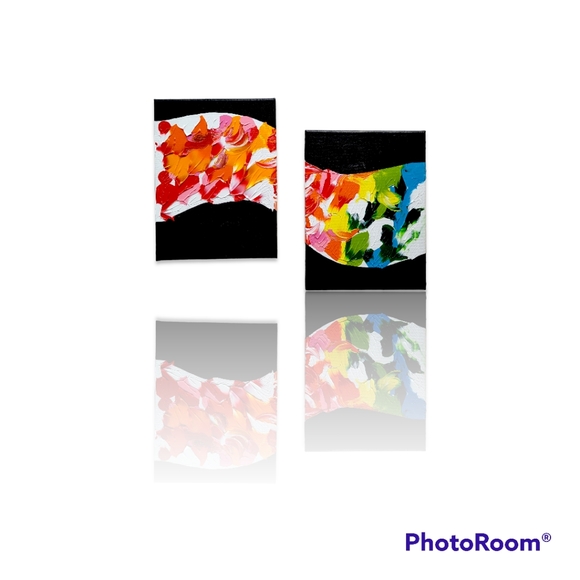 Original Diptych Abstract Acrylic Painting on Canvas, 9x12 - Picture 4 of 16